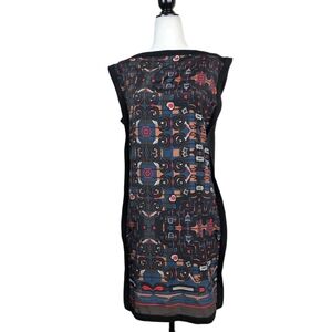 Elegant Black and Red Patterned Dress
